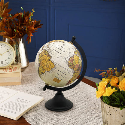 6" World Globe - Light Grey