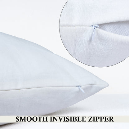 Elegant Ivory Zippered Cotton Pillow Covers with Hidden Zipper - 18x18 Inch Throw Pillow Covers