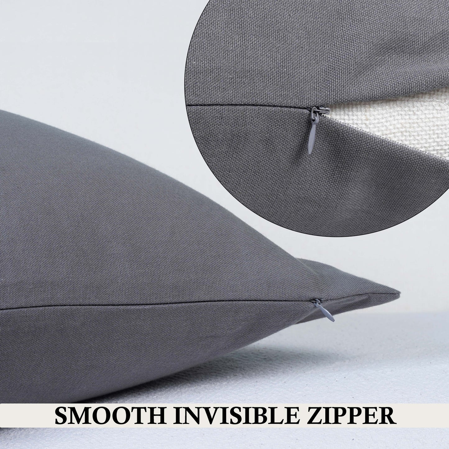 High Quality Rely+ Gray Cotton Throw Pillow Covers - Decorative Pillow Covers for Couch and Sofa