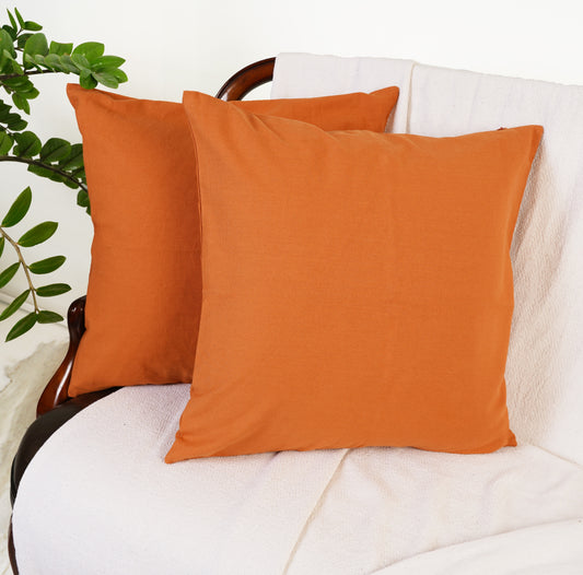 rust orange cotton throw pillow cover