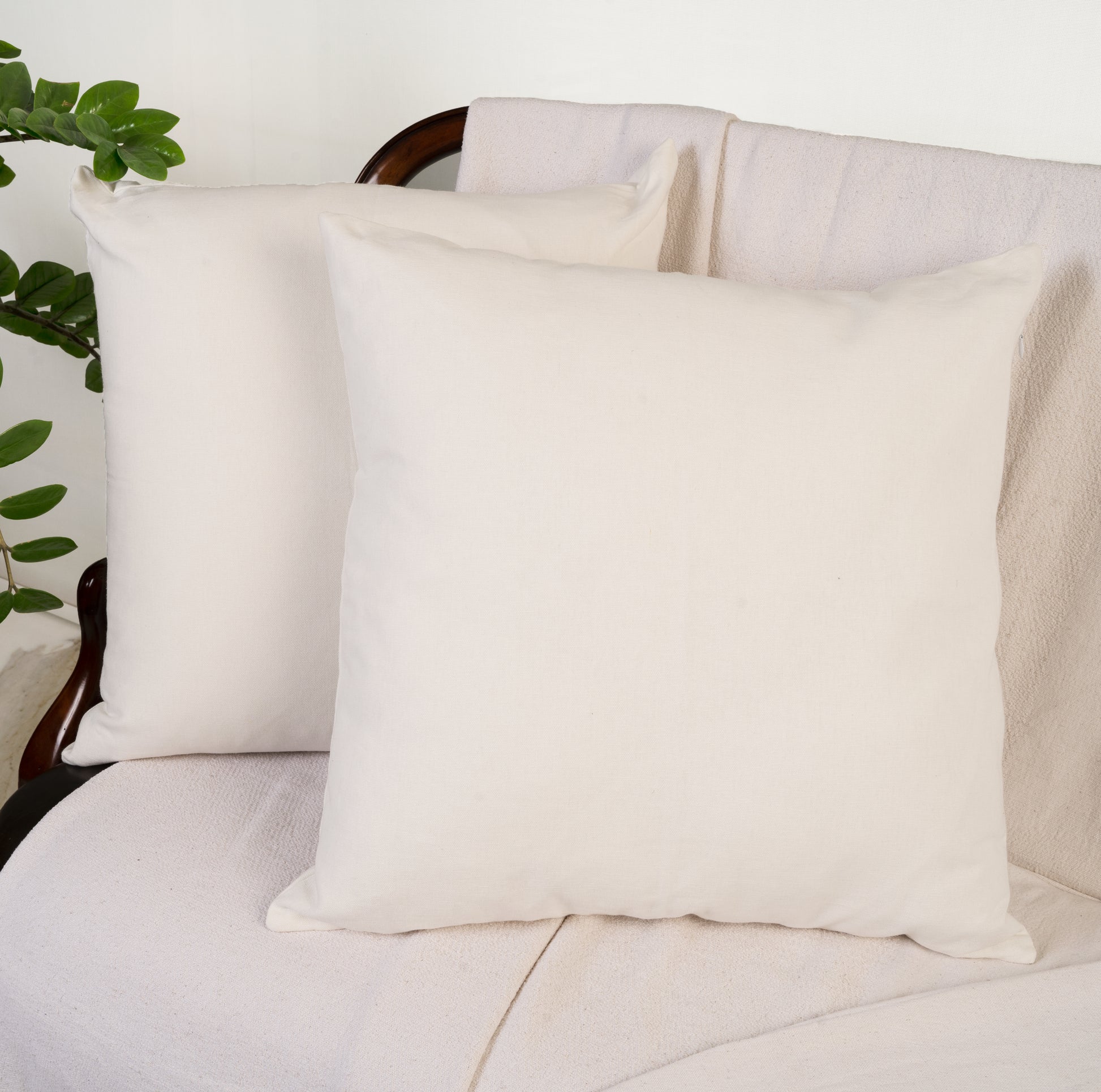 White Cotton Throw Pillow Covers 24"x24"