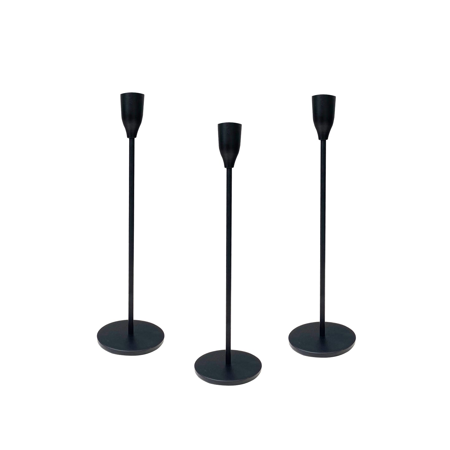 Black Matte Candlestick Holders by Rely+ Set of 3 for Weddings, Home Decor, Centerpieces