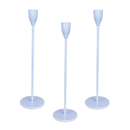 Top Standard White Glossy Extra Tall Set of 3 Candlestick Holders 13.75 Inch