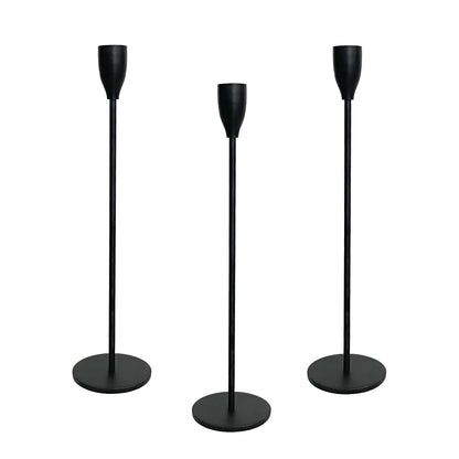 Black Matte Candlestick Holders by Rely+ Set of 3 for Weddings, Home Decor, Centerpieces