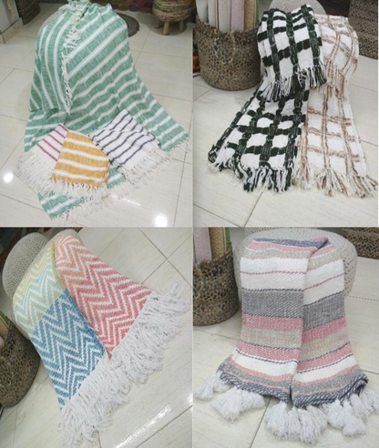 legant cotton throw blankets on a cozy living room sofa