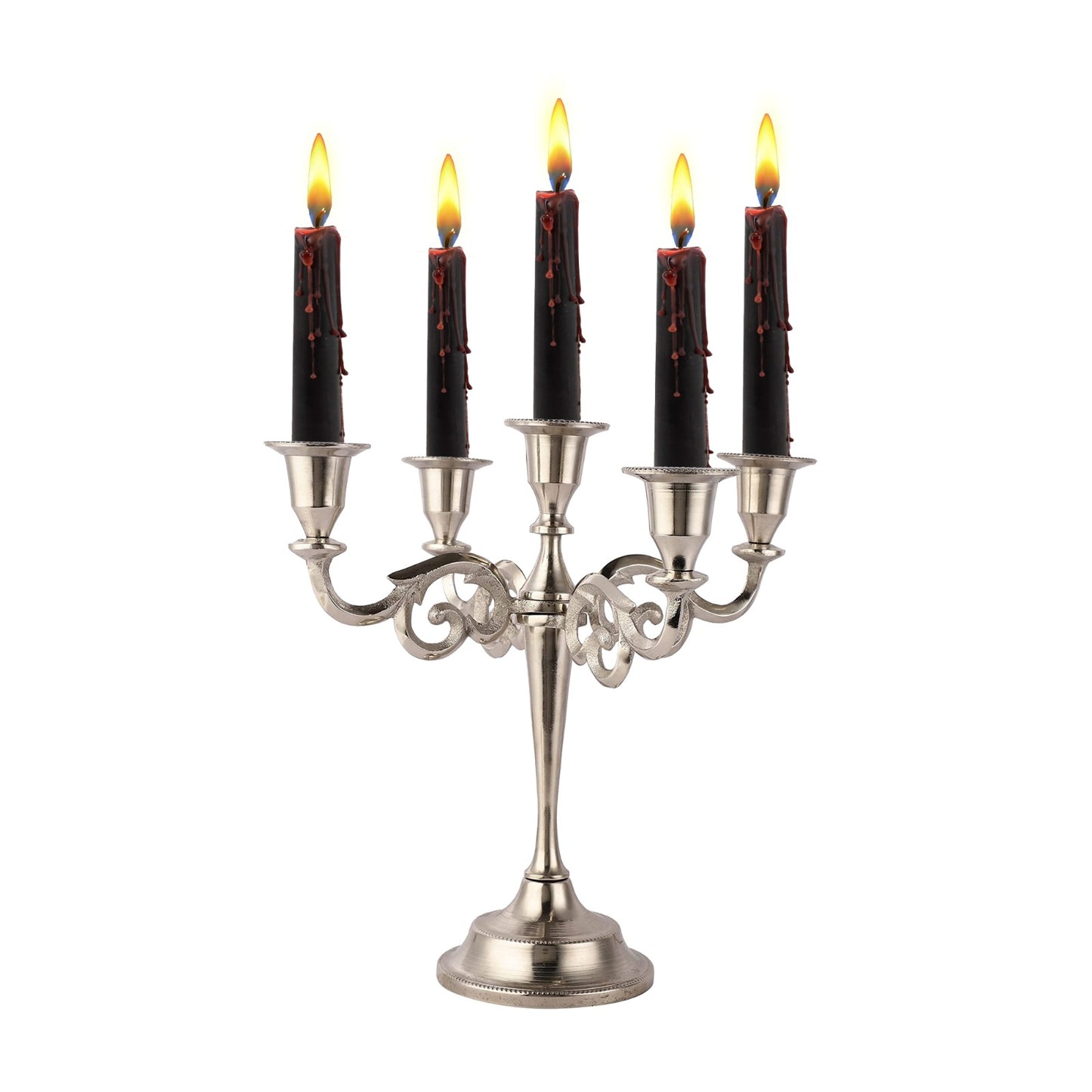 5 Arm Silver Metal Candelabra Candle Holders for Home Decoration Centerpiece & Gifts