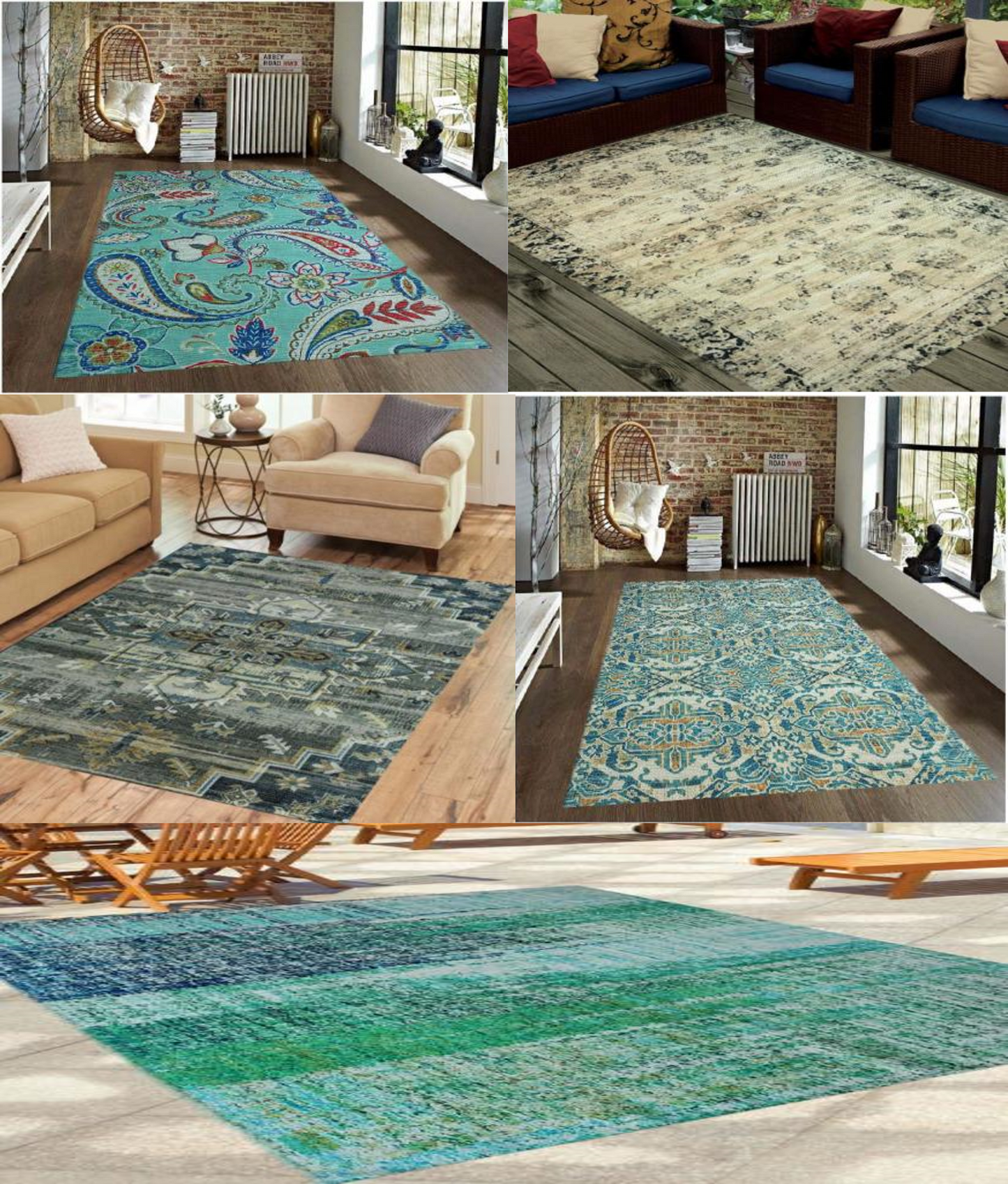 Colorful digitally printed rug enhancing the decor of a contemporary bedroom