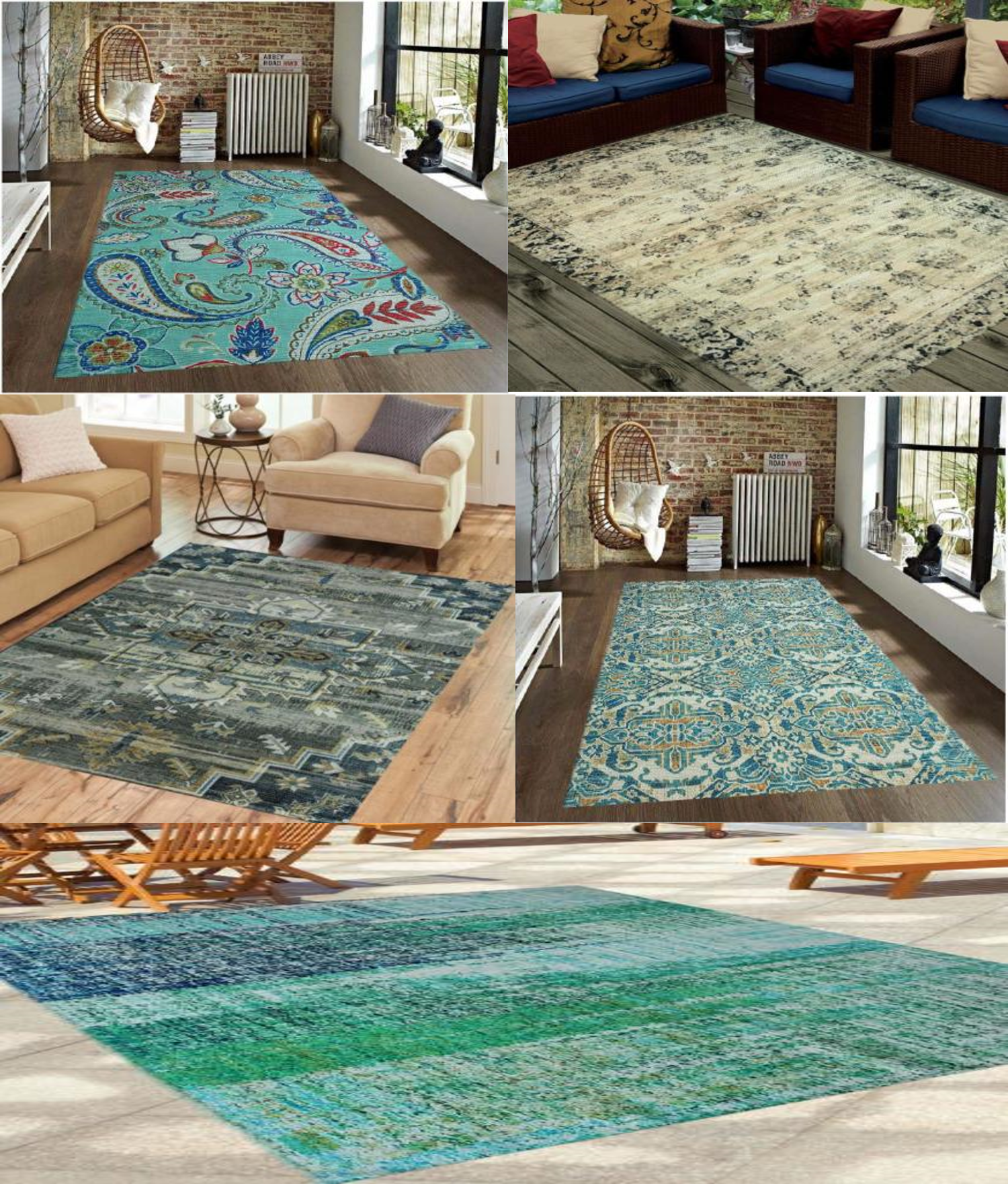 Colorful digitally printed rug enhancing the decor of a contemporary bedroom