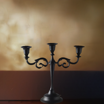 Black 3 Arm Candelabra Candle Holders