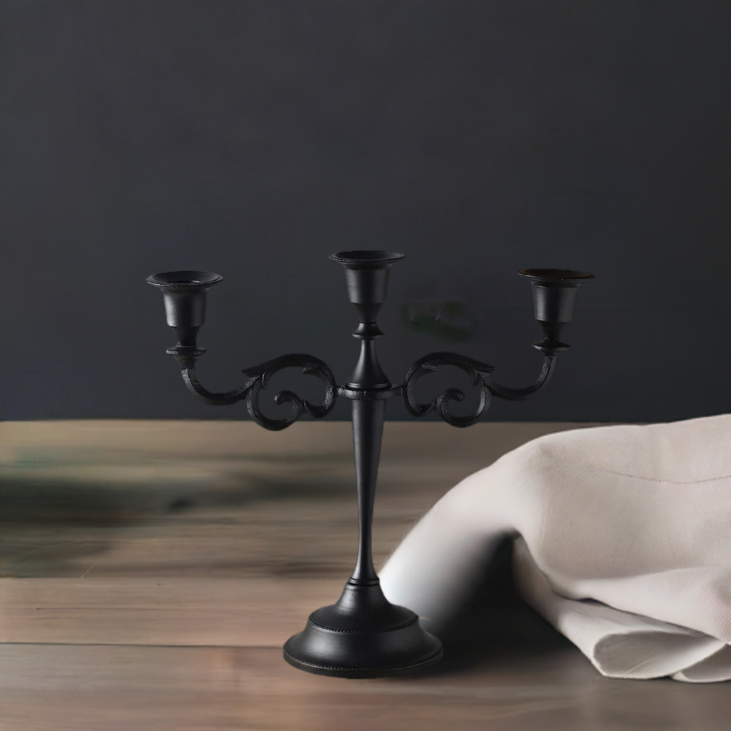 Black 3 Arm Candelabra Candle Holders for beautiful home décor