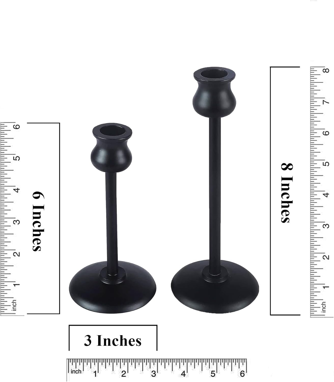 medium mini size Elegant black metal pitcher candle holders by Rely+ perfect for home decor, weddings, and special occasions. Set of 2 stylish candlestick holders with a sleek black finish, ideal for enhancing any interior space in the USA, Canada, and Mexico for home decoration