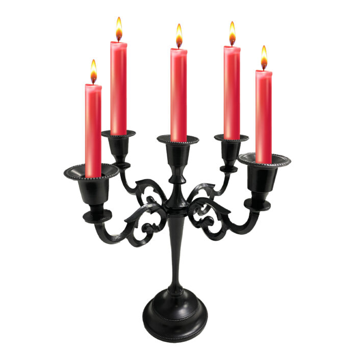 5 arm black matte candelabra candle holders