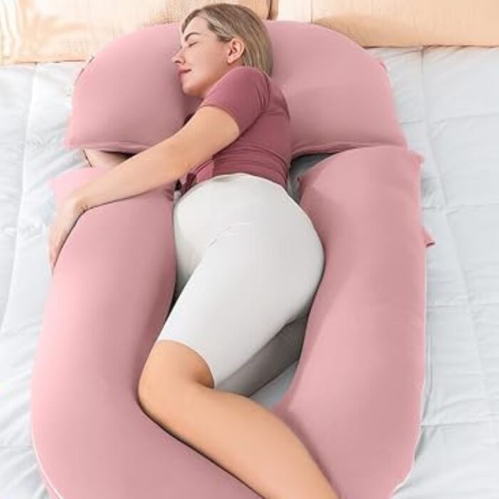 Maternity pillow for pregnancy support.