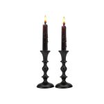 set of 2 black candle holders for home decor