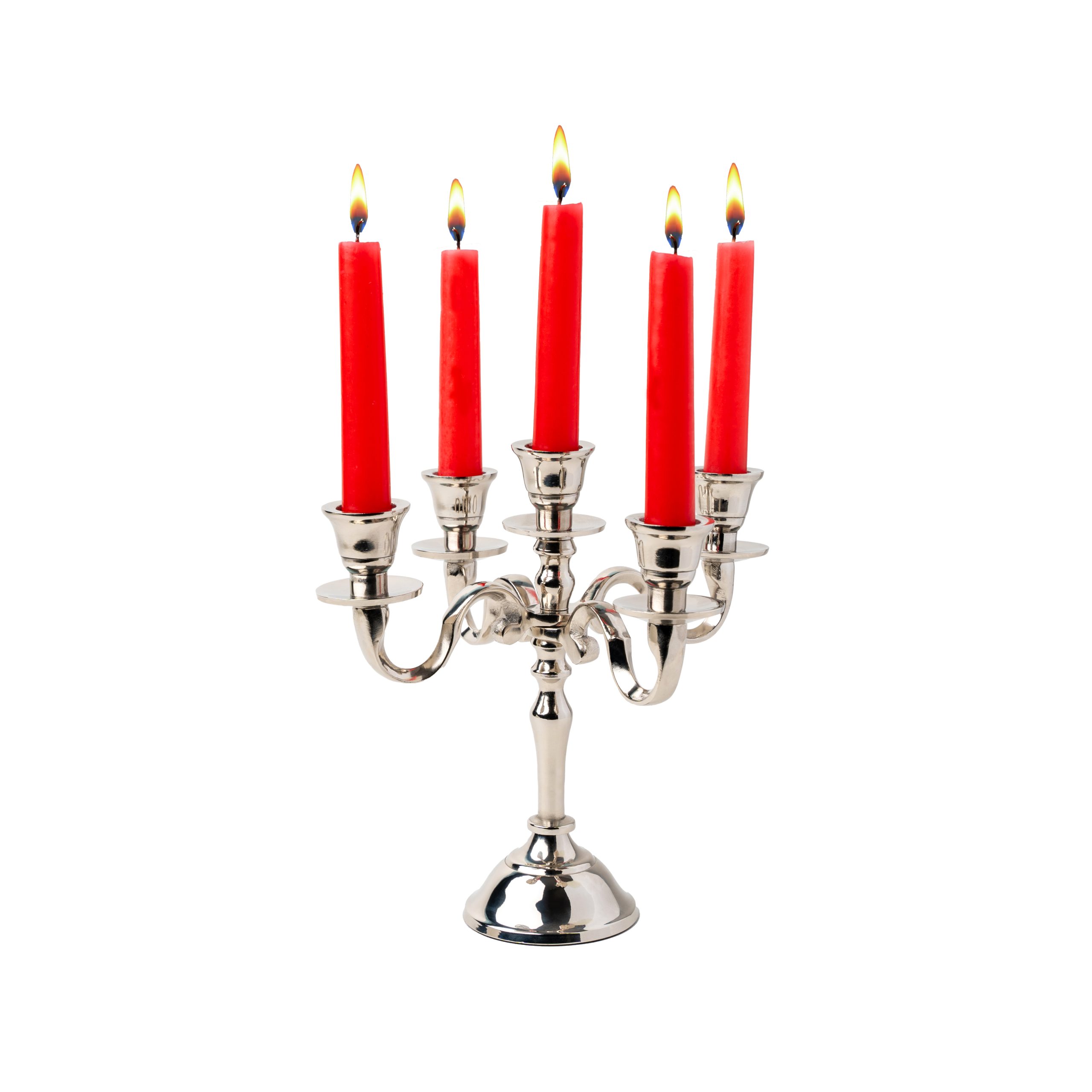 5 arm silver glossy baby candelabra