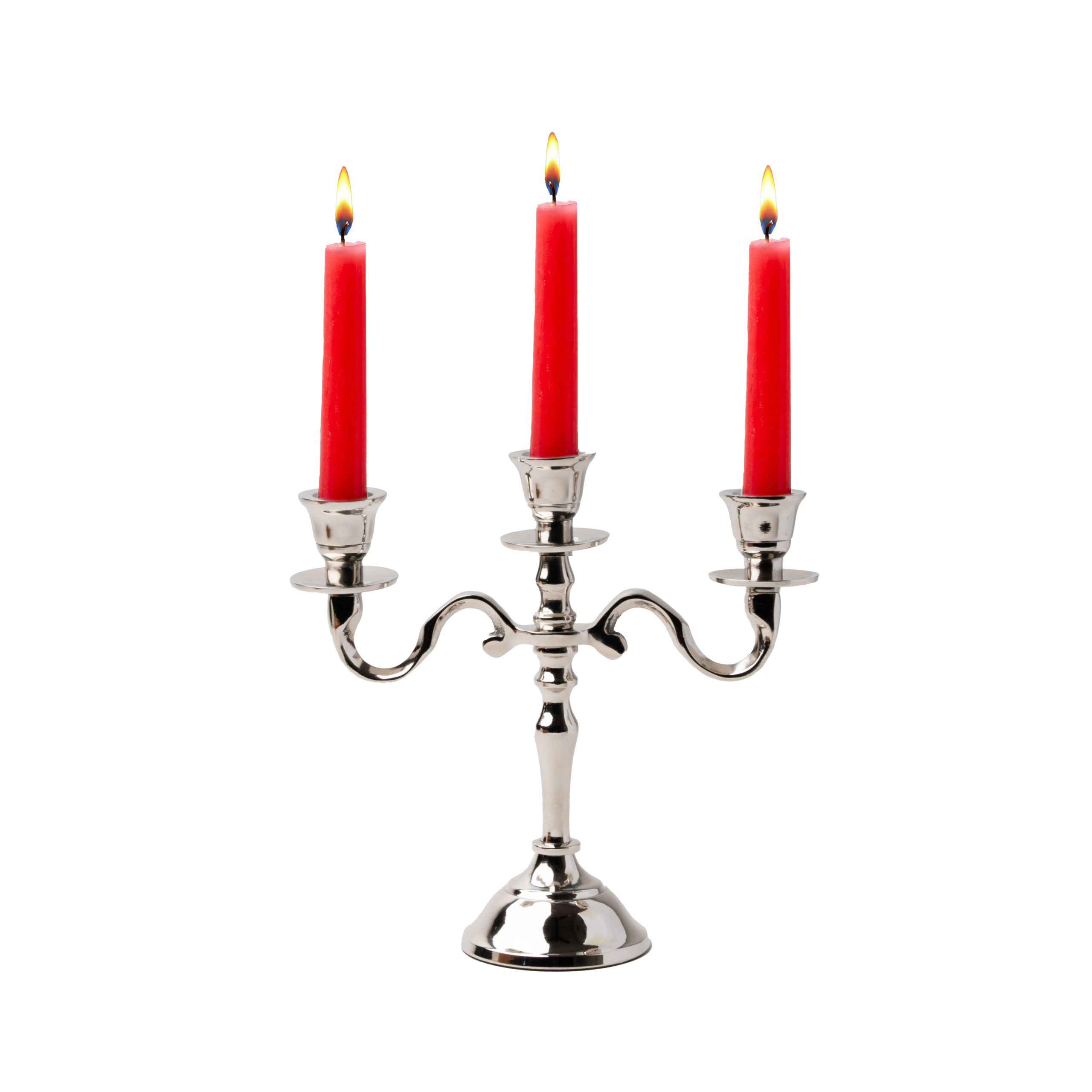 3 arm silver glossy baby candelabra