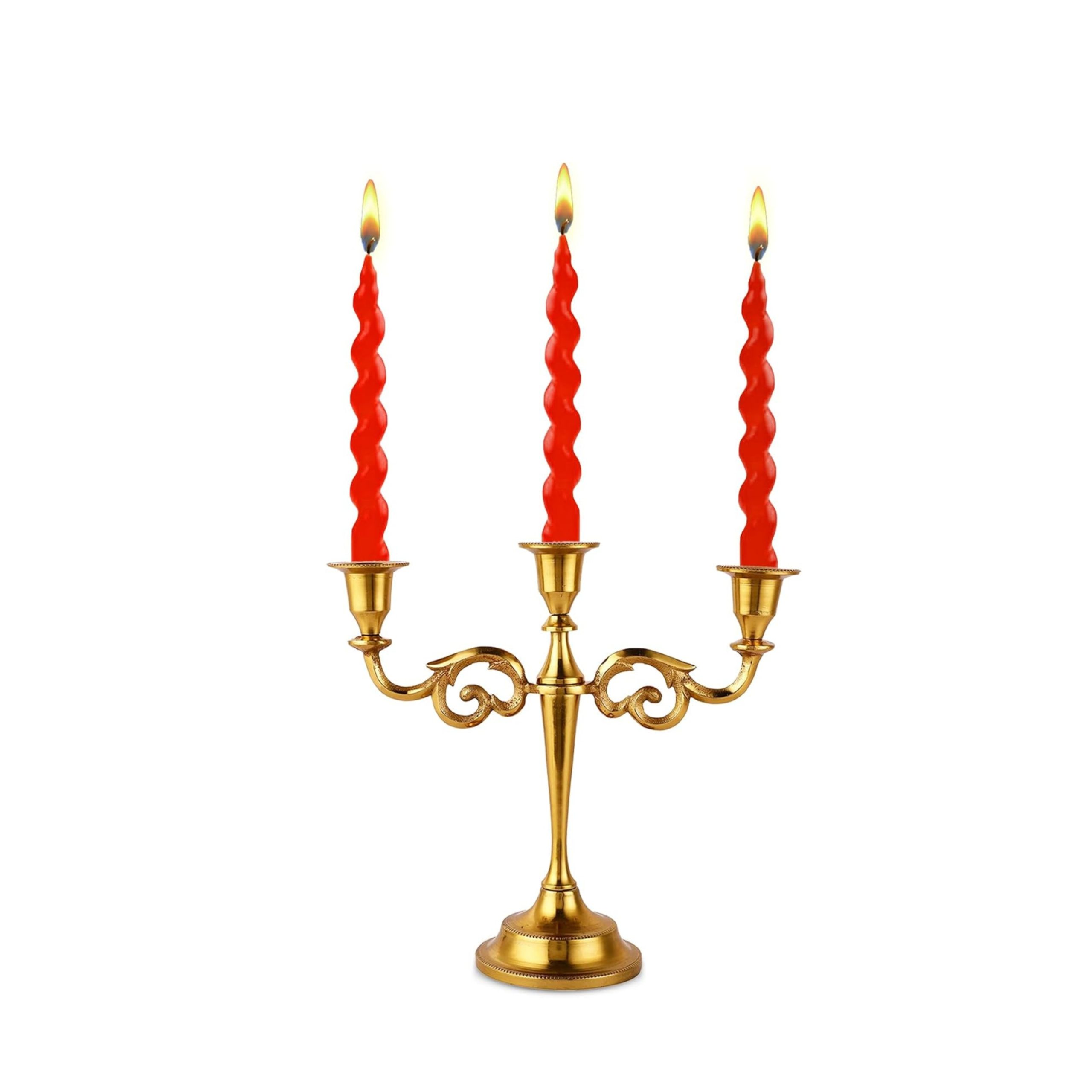 3 ARM GOLD CANDELABRA CANDLE HOLDERS