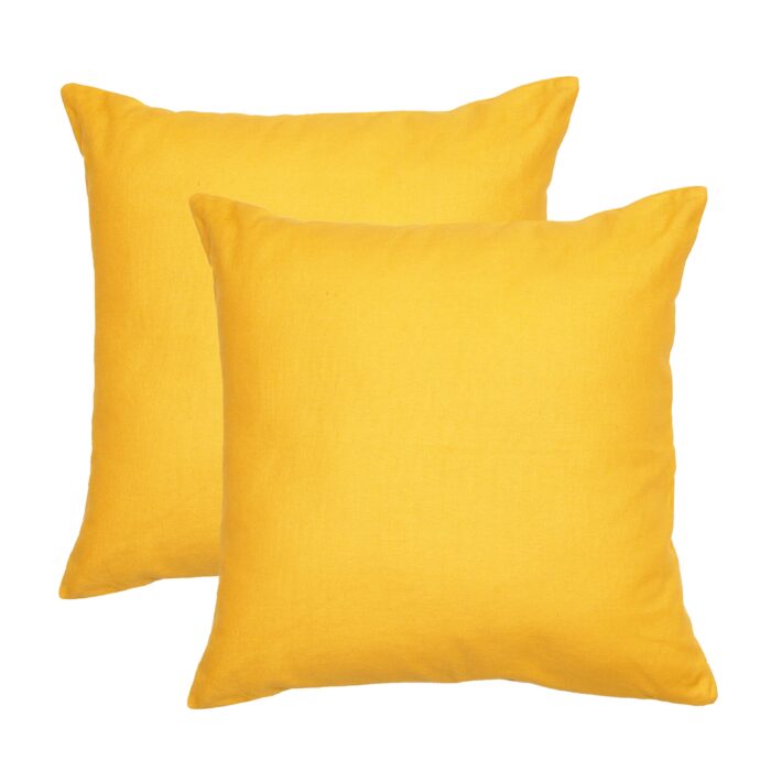 yellow cotton throw pillow cover