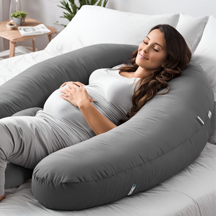 F Shape Grey Maternity Pillow adjustable full-body