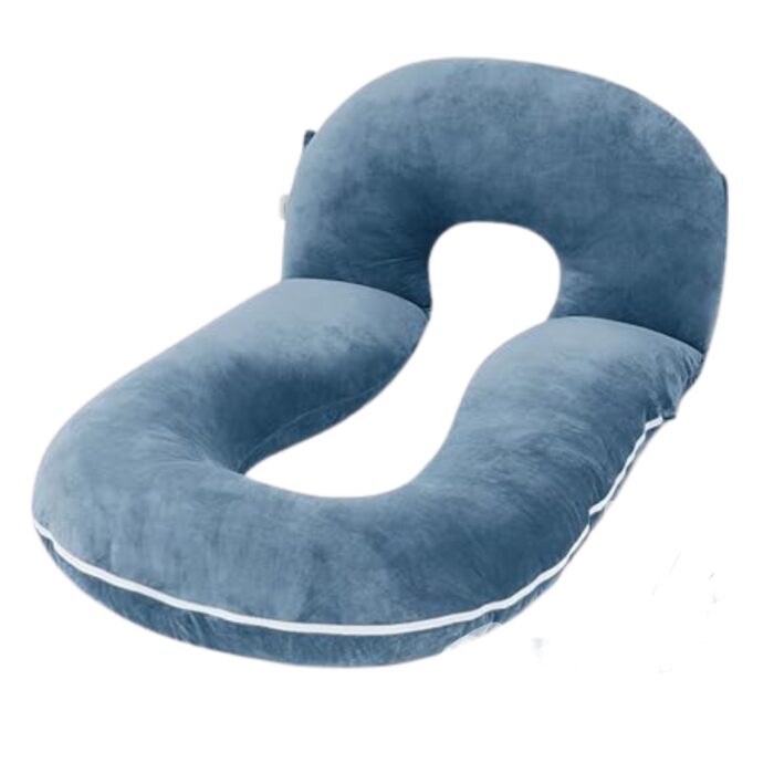 u shape pregnancy support pillow blue color