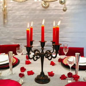 5 arm black matte candelabra candle holders